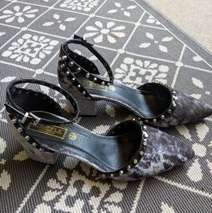 Velvet Strappy Studded Heels